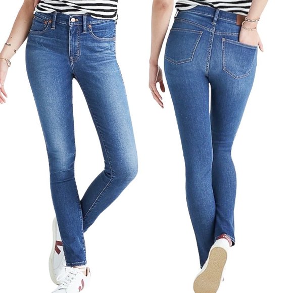 Madewell 9" Mid-Rise Skinny Jeans Medium Wash Denim in Patty Wash Size 26 - Picture 1 of 14